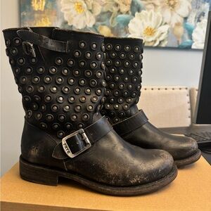 FRYE Jenna Cut Studded Motorcycle Boots